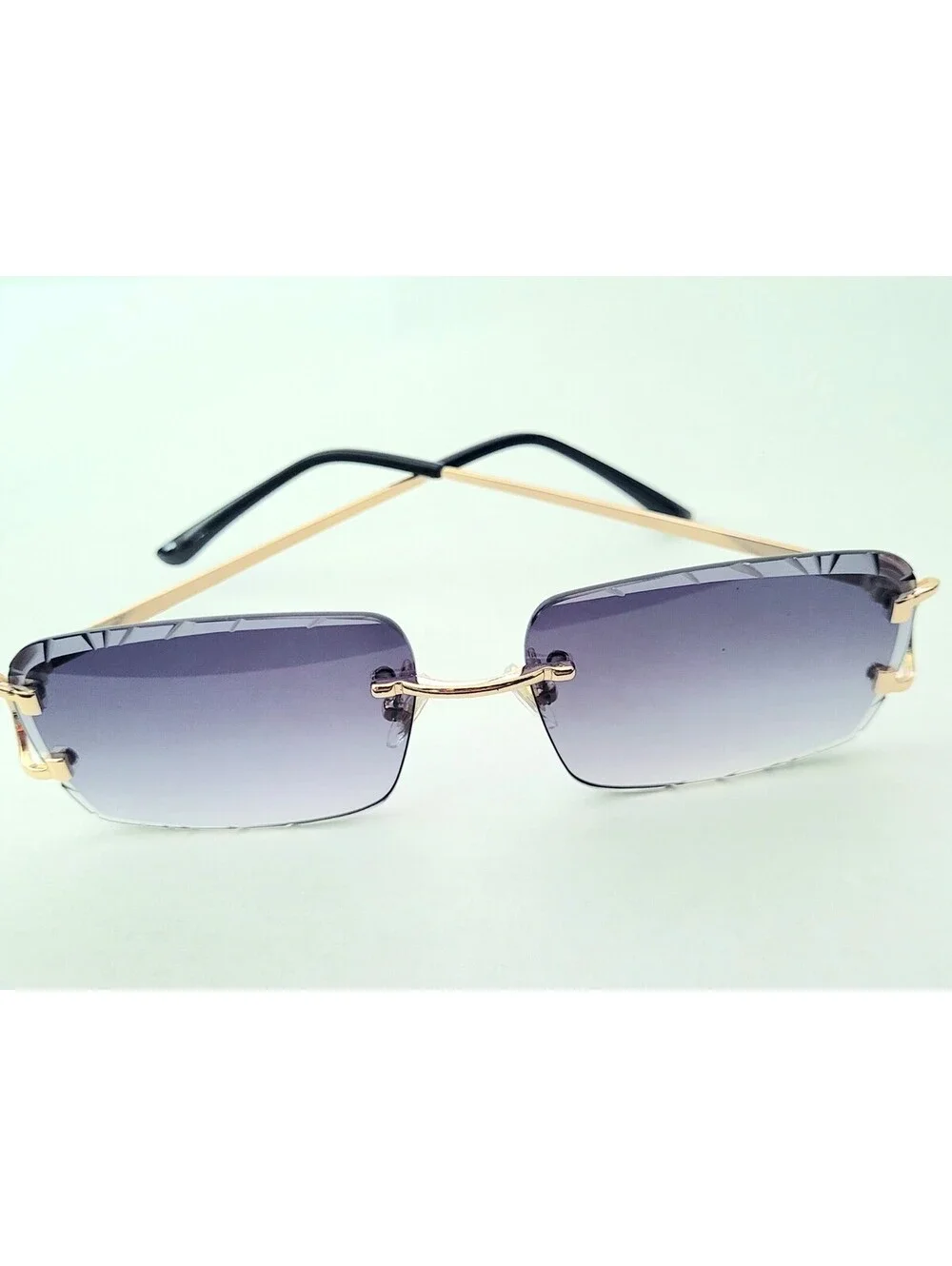 Piccadilly Gld Gray Gradient C Diamond Cut Designer Sunglass